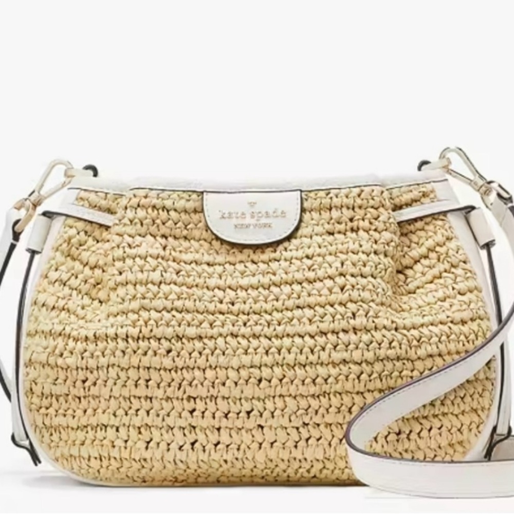 Kate Spade Dumpling Straw Parchment crossbody NWT